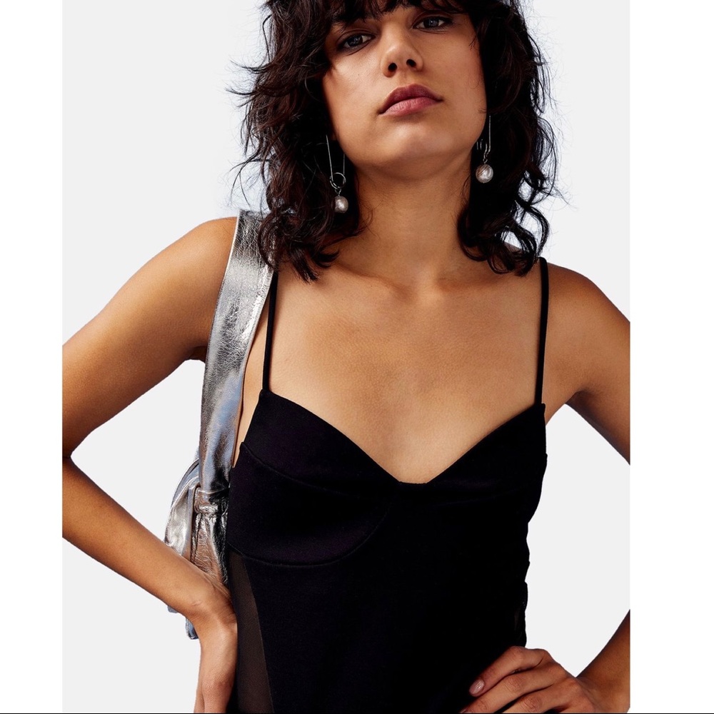NEW TOPSHOP BLACK PONTE MESH BODYSUIT - Picture 3 of 10